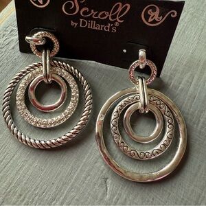 Scroll by Dillard Reversible Dangle Circle Earrings NEW